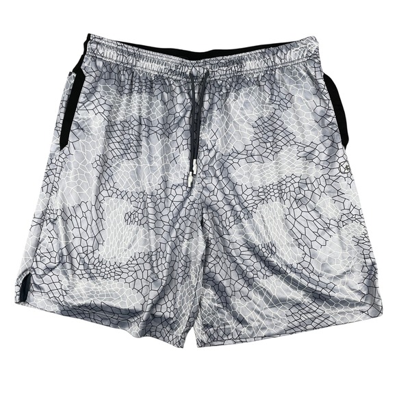 AND1 Shorts Men's 2XL Gray‎ Black Crackle Print Basketball Performance Athletic - Picture 1 of 10